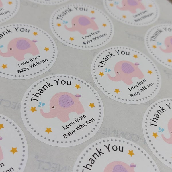 48 Personalised Round Baby Shower Stickers Thank You For Coming - Foto 8