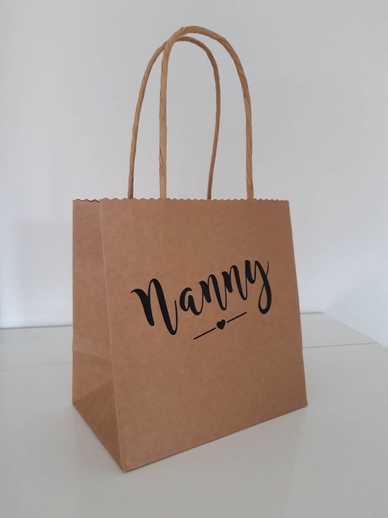Set of 10 Personalised Mini Kraft Gift Bag Wedding Gift Wedding Favour Hen Party Bag Bridesmaid Maid of Honour Birthday Gift