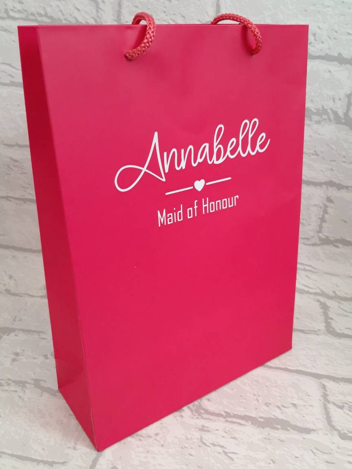 Bright Pink Luxury Personalised Gift Bag Wedding Gift Bag Etsy