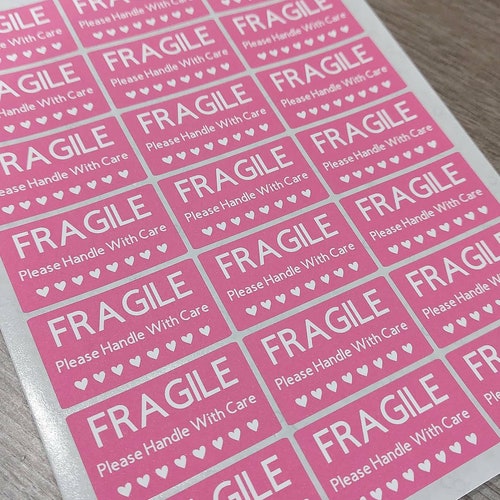 Pink Fragile Please Handle With Care Stickers / Labels / Etsy