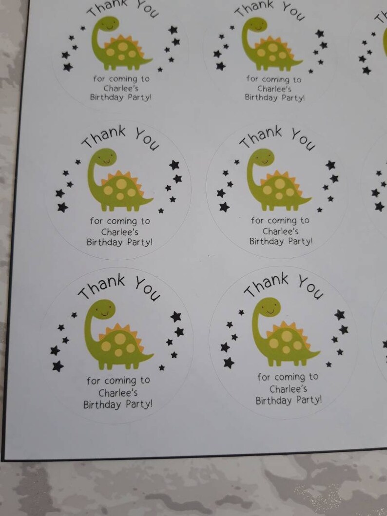 Birthday Party Bag Stickers / Birthday Cake / Stars / Dinosaur Etsy