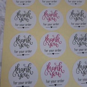 Merci pour votre commande Autocollants blancs brillants / Étiquettes / Autocollants de remerciement d'affaires / Autocollants de colis