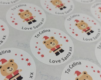 Christmas Personalised Gift / Present Stickers Bear Design / Labels x 20