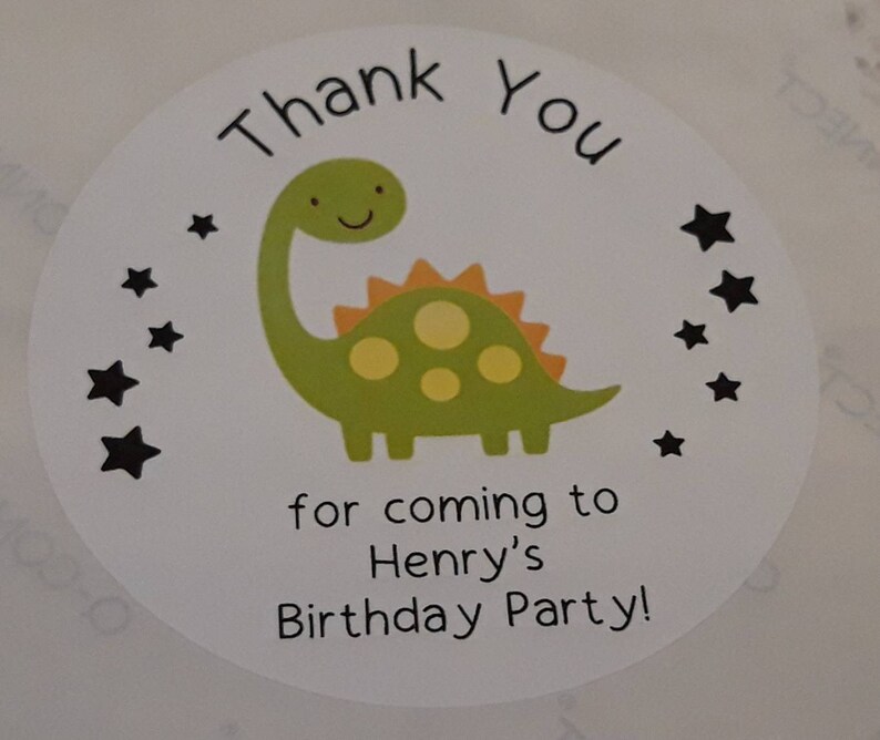 Birthday Party Bag Stickers / Birthday Cake / Stars / Dinosaur Etsy