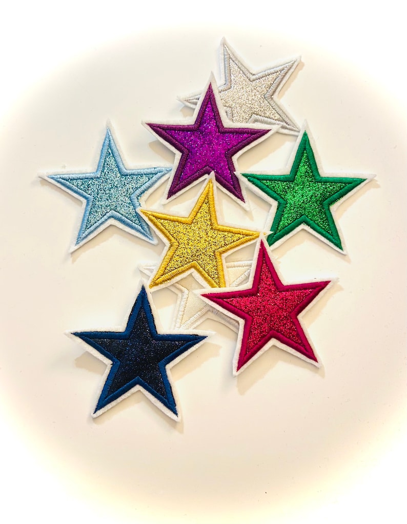 Application/patch/iron-on picture/glitter stars/stars/school/school cone image 1