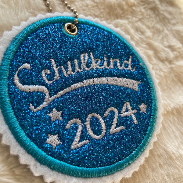 Glitzer-Anhänger Schulkind 2024/Schultüte/Anhänger/ Superglitzer/Superglitzer/türkis