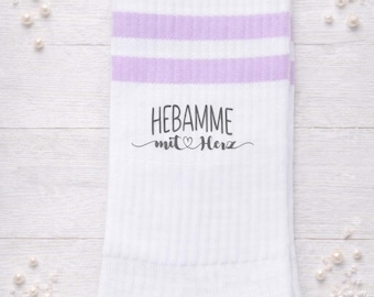 Socken/Hebamme/Hebamme mit Herz/Mitbringsel/Tennissocken