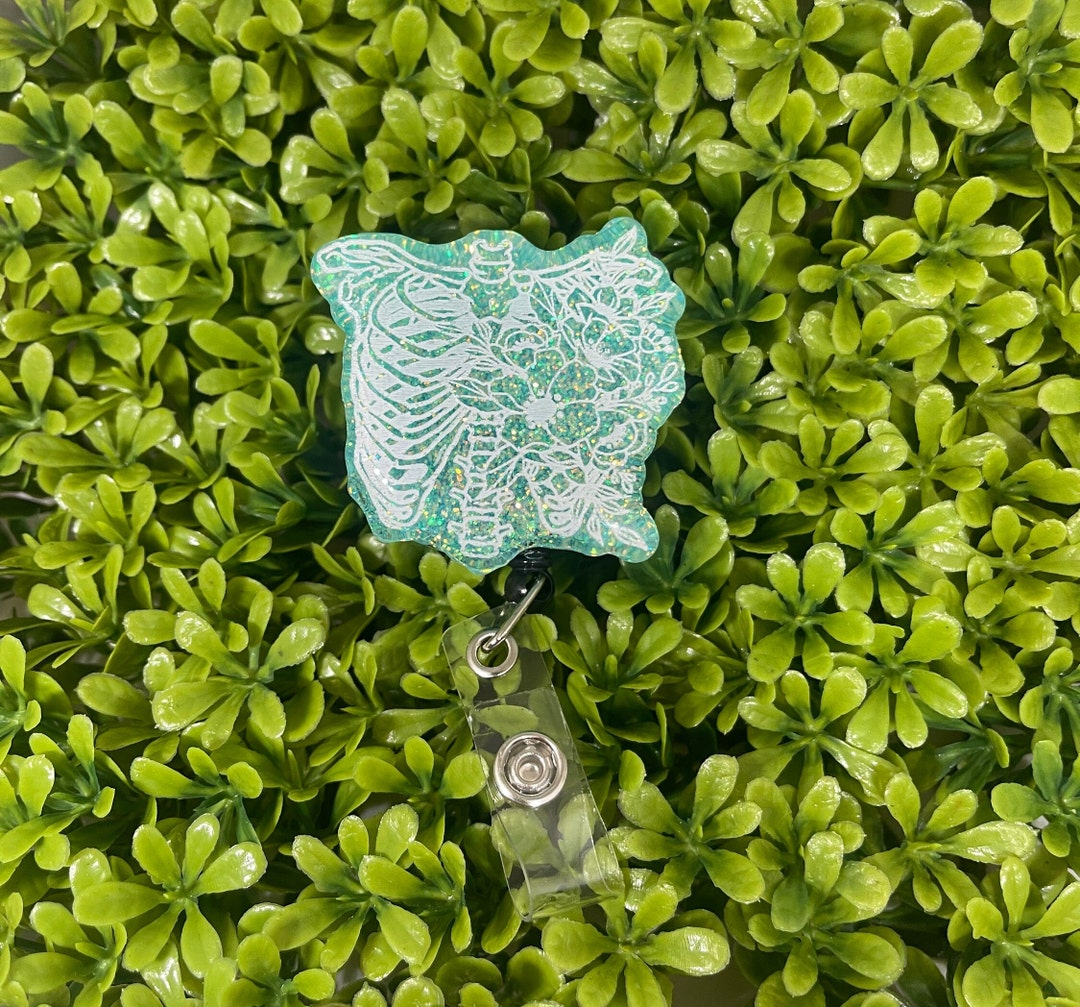 CUSTOM Floral Rib Cage Badge Reel - Etsy