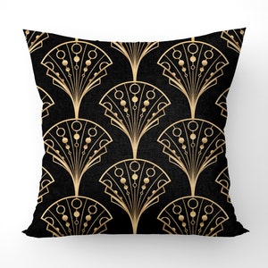 Art deco cushion, gold pattern cushion covers, (double sided cushion design) 17x17 cover size