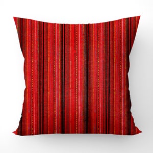 Red stripped cushion cover, fine art print cushion, red abstract painting, (double sided) 43x43cm cushion cover