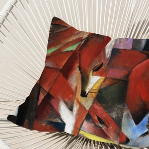 Coussin de peinture de renards, housses de coussin d&#39;impression d&#39;art de renard, impression recto-verso, coussin de créateur