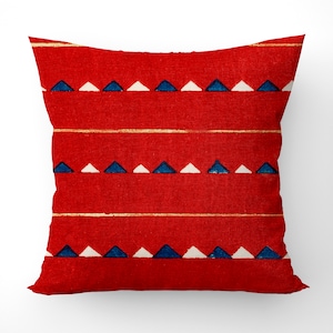 Red tribal art cushion cover, designer cushion, double sided print, graphic art pillow