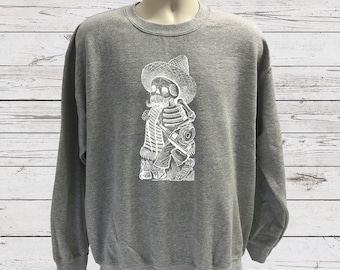 Day of the dead Sweater, Halloween top, Mexican art, Posada jumper, candy skull design clothes, graphic top