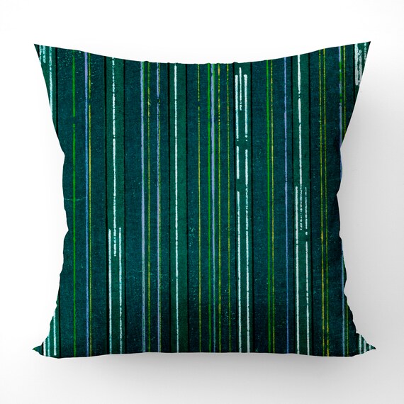 Striped green cushion covers, abstract art print designer cushion covers,  luxury cushion design, (double sided) 43x43cm cushion covers