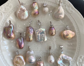 Baroque pearl pendant in silver, solitaire pearl necklace, freshwater pearl pendant, baroque pearl pendant necklace