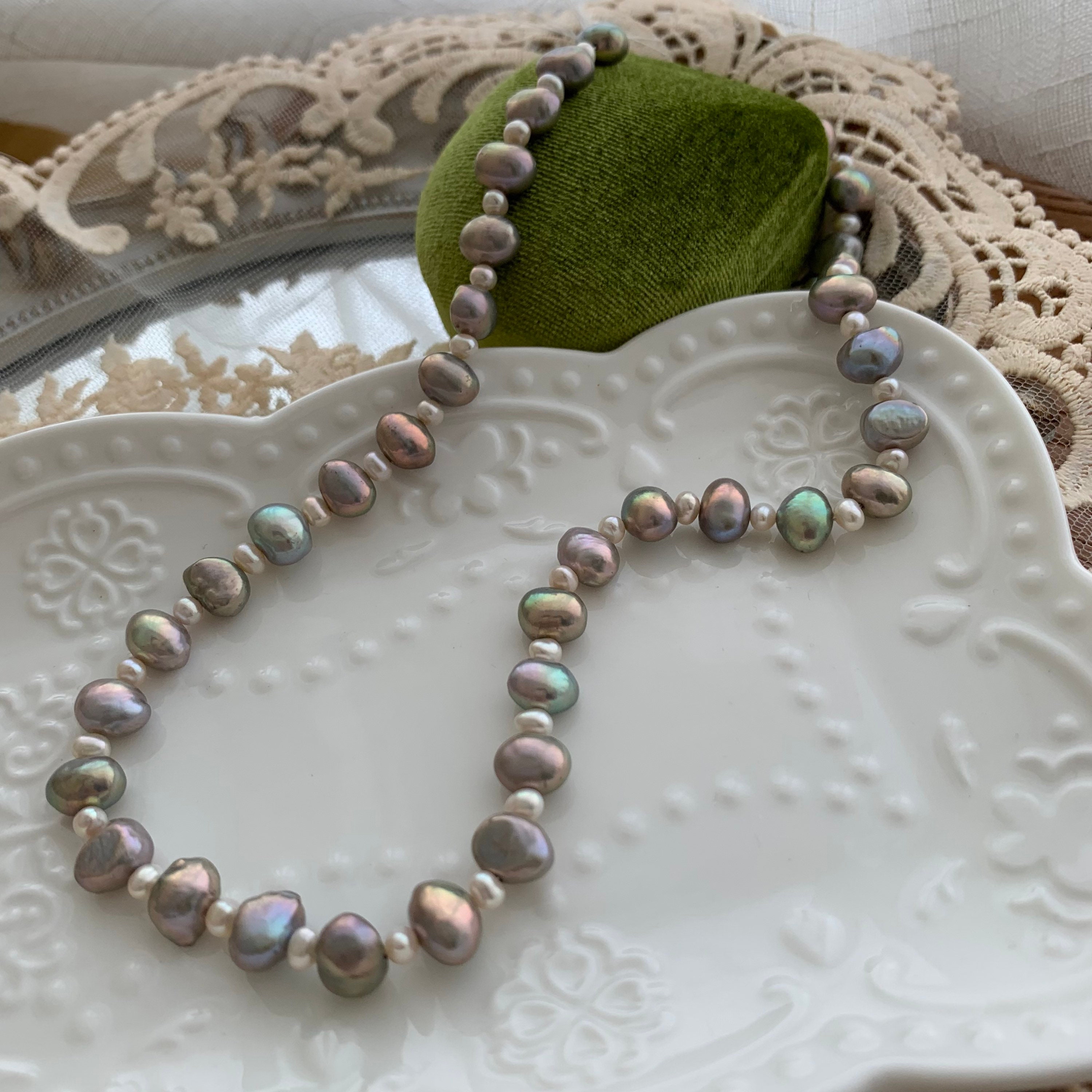 ◇HYERES LOR◇ Noaiyu Silver (Y) Freshwater Pearl Bead Neckl Sterling Wire Wrap Loops & Freshwater Pearl Necklace - Etsy