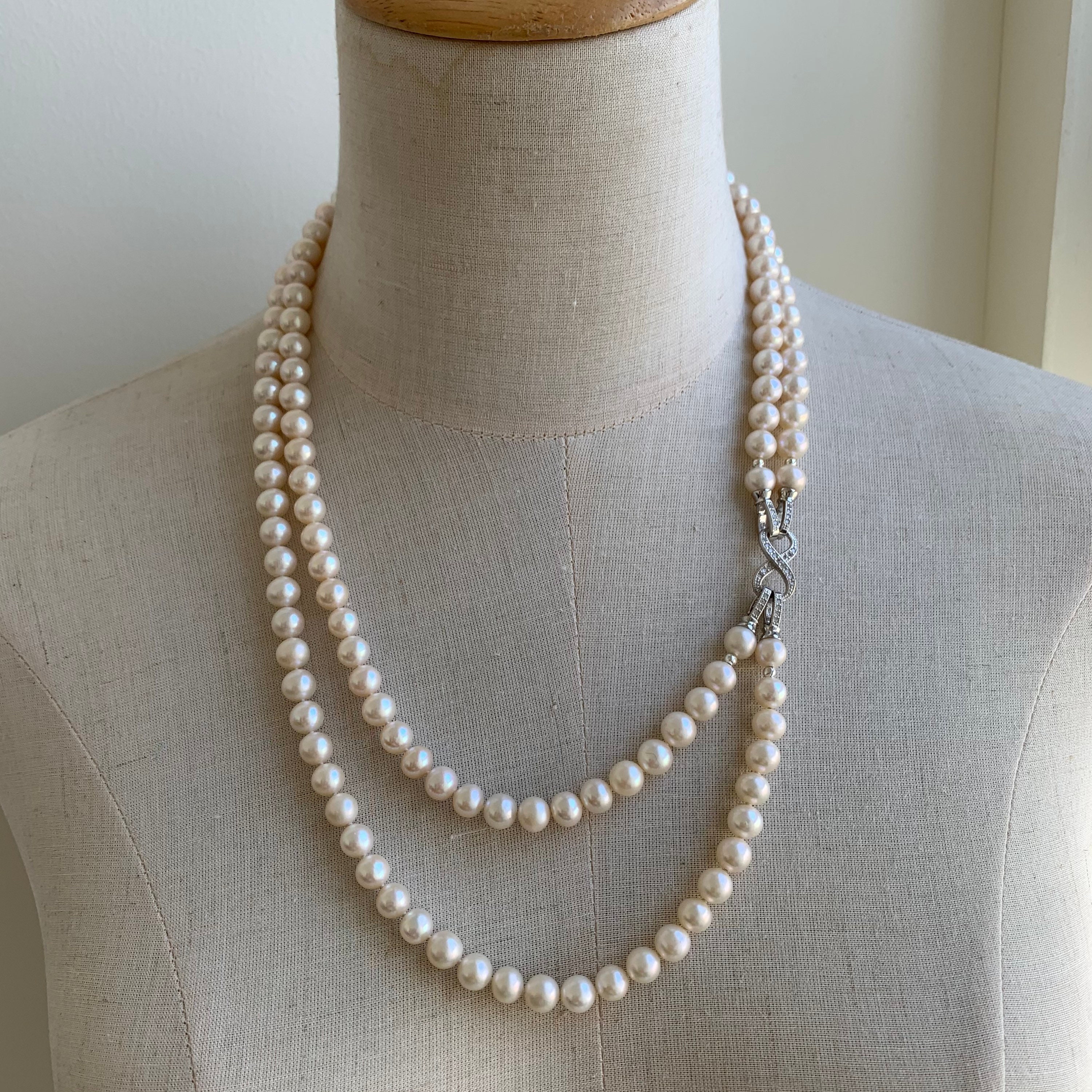 Windsor Two Strand White Shell Pearl Necklace