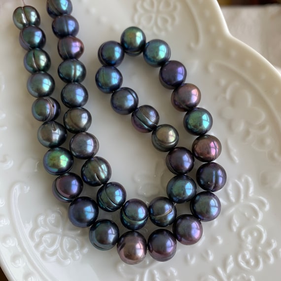Large Peacock Pearl Necklace Black Freshwater Pearl Necklace 9