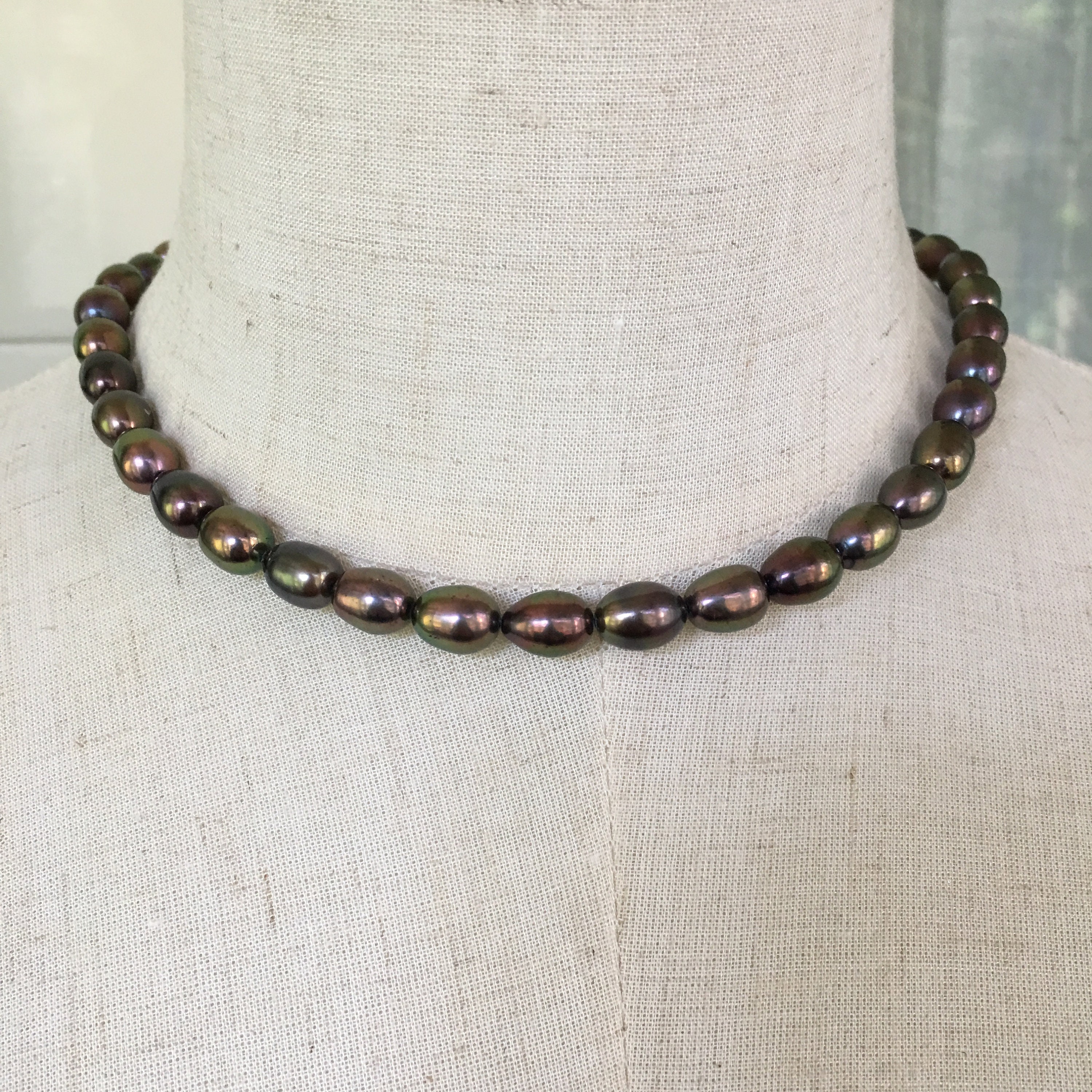 Black Pearl Necklace Freshwater Pearl Necklace Etsy New Zealand