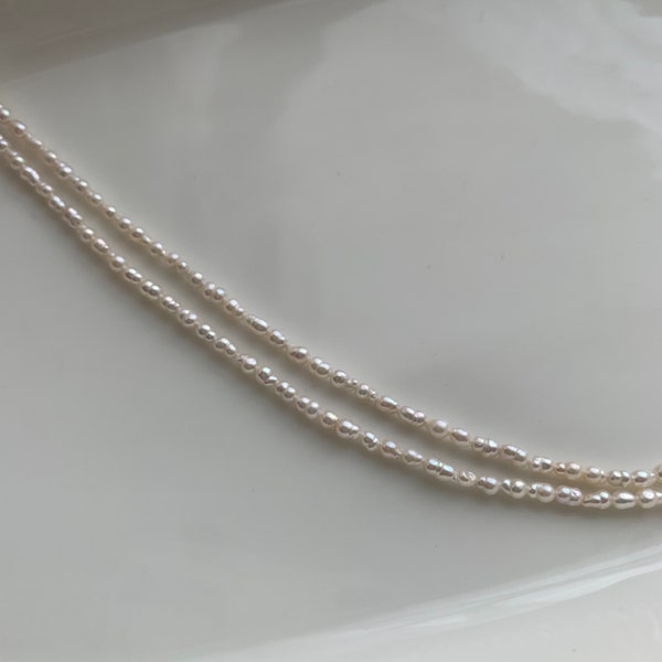 Cute tiny baroque pearl necklace, 2.5mm small pearl layering necklace, dainty pearl necklace