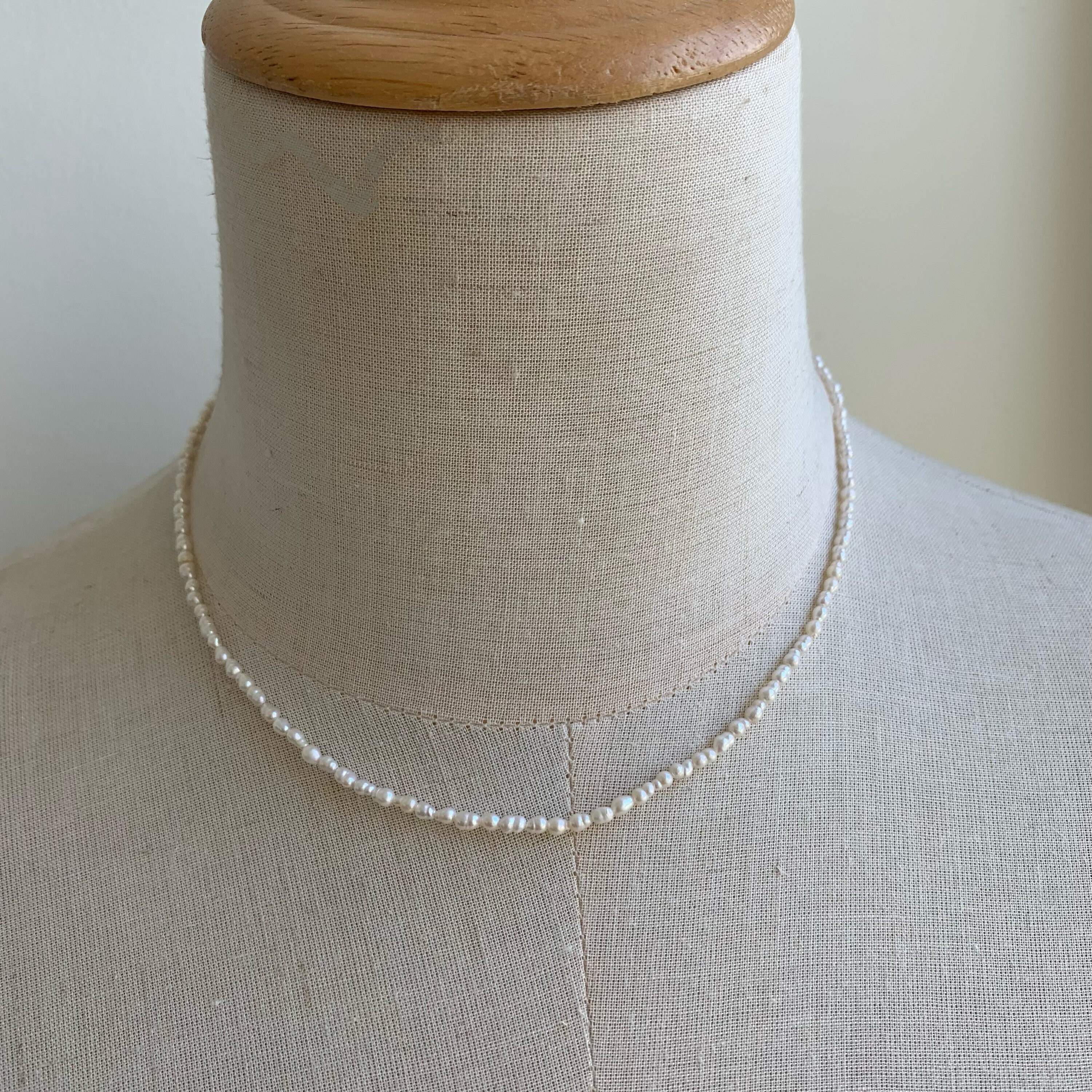 Cute Tiny Baroque Pearl Necklace, 2.5mm Small Pearl Layering