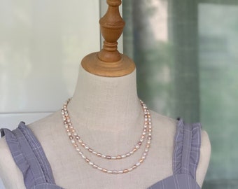 Natural pearl necklace, freshwater pearl necklace, 5-6mm