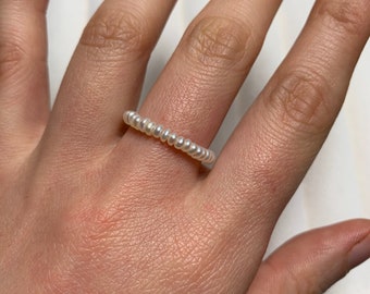 Freshwater pearl ring, seed pearl ring, minimalist ring, mini pearl ring