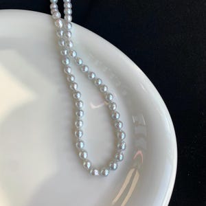 Blue akoya pearl necklace, baroque akoya pearl necklace, Japanese akoya pearl necklace, 7-7.5mm, 16 inch
