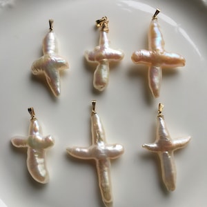 Cross pendant, cross necklace pearl, genuine freshwater pearl pendant, cross pearl pendant