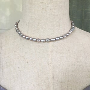 gray baroque pearl necklace,single strand cultured pearl necklace,6-7mm