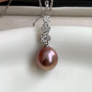 13.7mm Large teardrop pearl pendant, genuine edison pearl pendant necklace, single freshwater pearl necklace