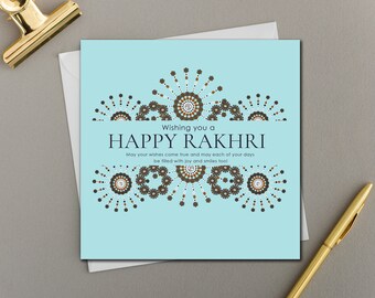 Happy Rakhri Blue Fireworks greeting card