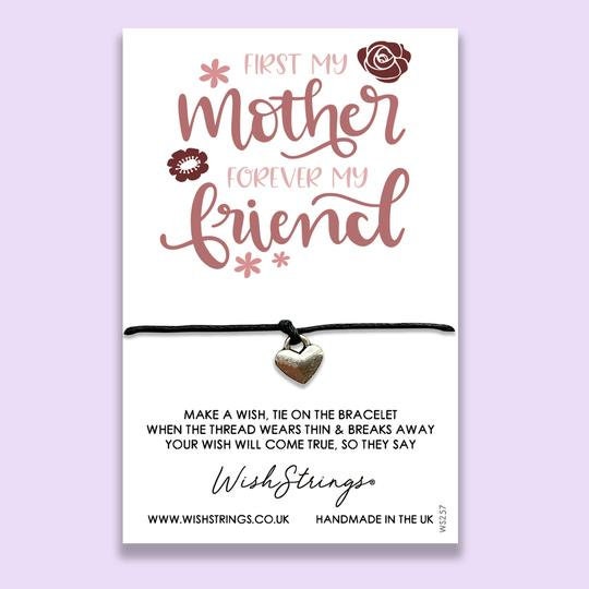 Mother Friend Wish Bracelet: Tibetan Silver Heart Charm