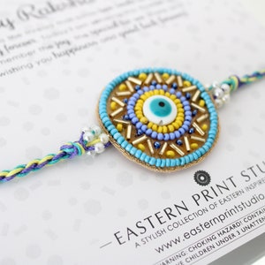 Beaded Evil Eye Rakhri: Multi Luxury Raksha Bandhan Bracelet
