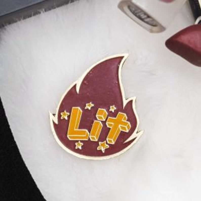 Lit Flame Pin Badge - Etsy