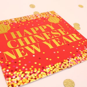 Felice Anno Nuovo Cinese / Lanterne di lamina d'oro di lusso / Scatter Gold Spots /