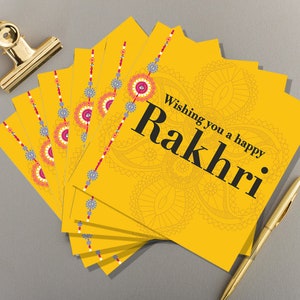 x6 multipack Carte de voeux motif fil Happy Rakhri jaune