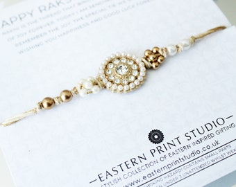 Luxe Diamonte Rakhi: Square Stone Design