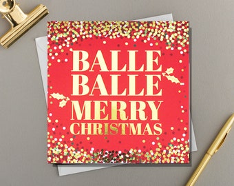 Balle Balle Merry Christmas  | Luxury Gold Foil Holly | Scatter Gold Spots |
