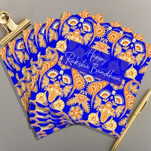 x6 Happy Raksha Bandhan - blauw paisleymotief