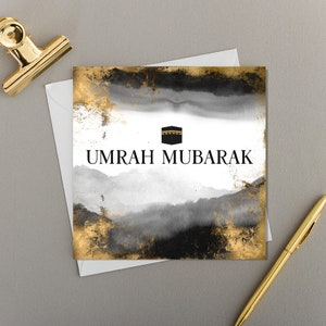 Umrah Mubarak Gold Leaf & Watercolour
