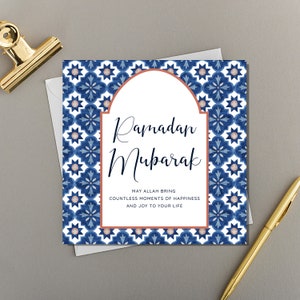 Ramadan Mubarak Marokkaanse Tegel Print Wenskaart