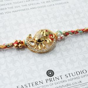 Gold Elephant Rakhi: Indian Raksha Bandhan Festive Bracelet
