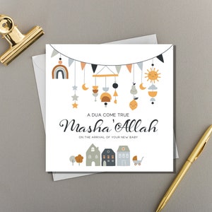 Masha' Allah New Baby Universal Washing Line Tarjeta de felicitación