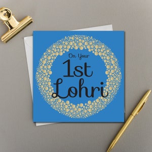 Lot de 6 cartes de vœux Lohri Gold imprimées avec motif guirlande scintillante