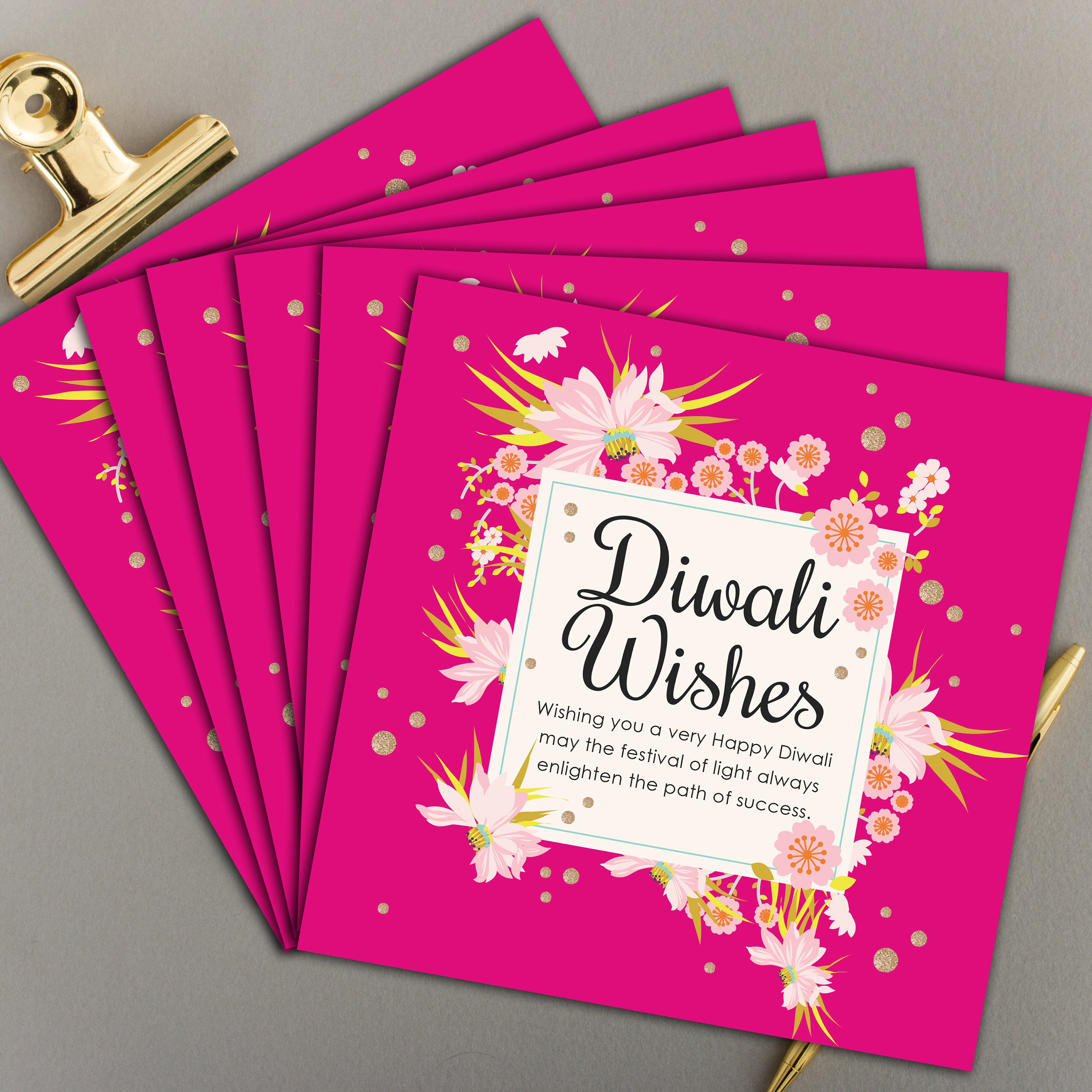 Gifts And More Gifts Diwali Cards 6 Pack With Glitter Finish - Diwali Wishes - View #12