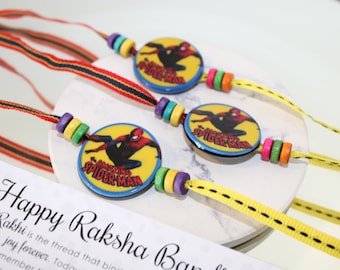 Superhero Circular Rakhi | Presented on a luxury backing board with special words