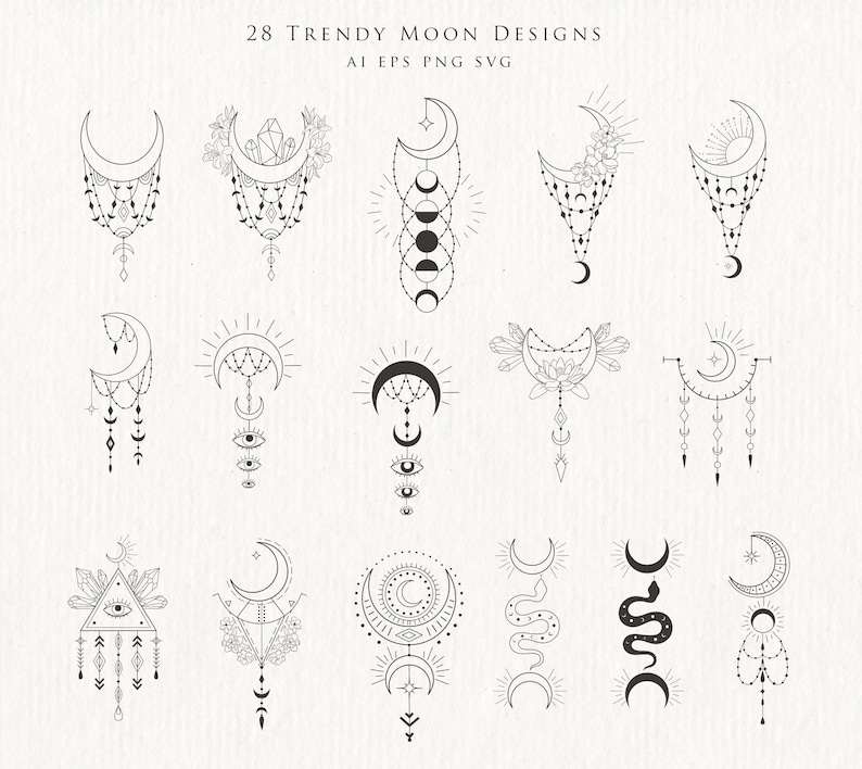 Download Moon Clipart Crystal Phases Botanical Floral Crescent Lunar Flowers Magic Print Spiritual Witch Tattoo Logo Astrology Yoga Cosmic Png Svg Craft Supplies Tools Clip Art Image Files 330 Co Il