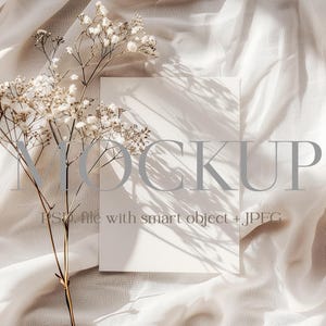 Hochzeitseinladungen Mockup, Minimalistische Boho Einladungskarte MockUp, PSD Smart Objekt, JPG, Modernes Karten Mockup, Briefpapier Mockup