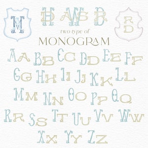 Monogram, brieven, aquarel alfabet, logo, bruiloft monogram, klassiek, Victoriaans, gekruld, label, vintage, clipart, png